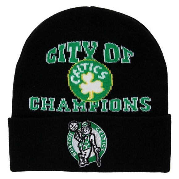 Boston Celtics Beanie Mitchell & Ness Cuff Winter Hat Cap City of Champions NWT - Picture 2 of 5